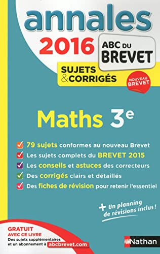 Annales 2016 brevet Maths 3e